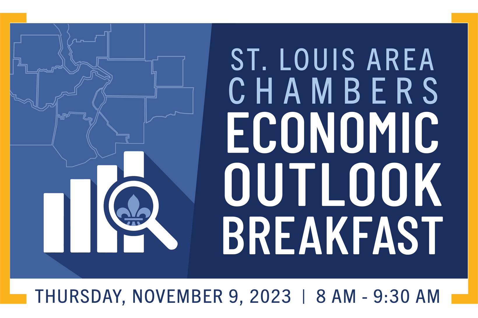Chamber Breakfast 2023 - newsroom St. Louis Area Chambers Economic Outlook Breakfast graphic. Date: Nov. 9, 2023