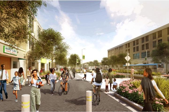 A rendering of the Brickline Greenway: Fairground Park to Page.